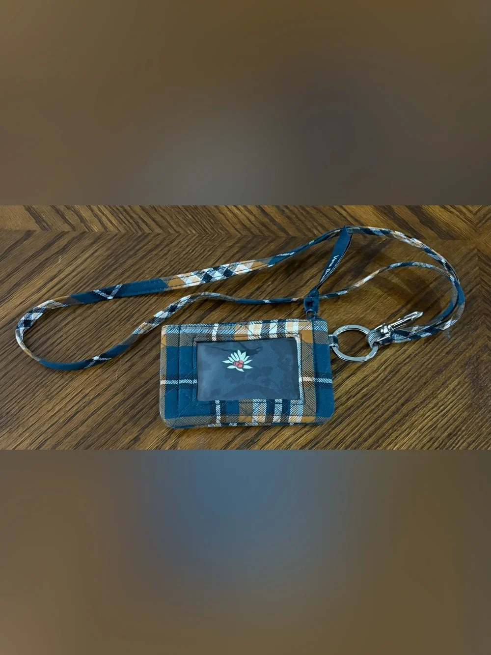 Vera Bradley Zip ID Lanyard in Orchard Plaid Pattern - NWOT